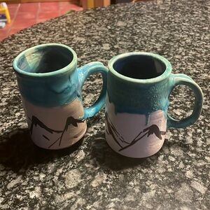 Rustic Stoneware mountain‎ mugs